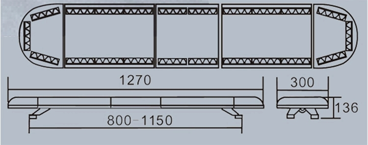 Diagram of 48in Red and Blue Police Strobe Lights with Siren